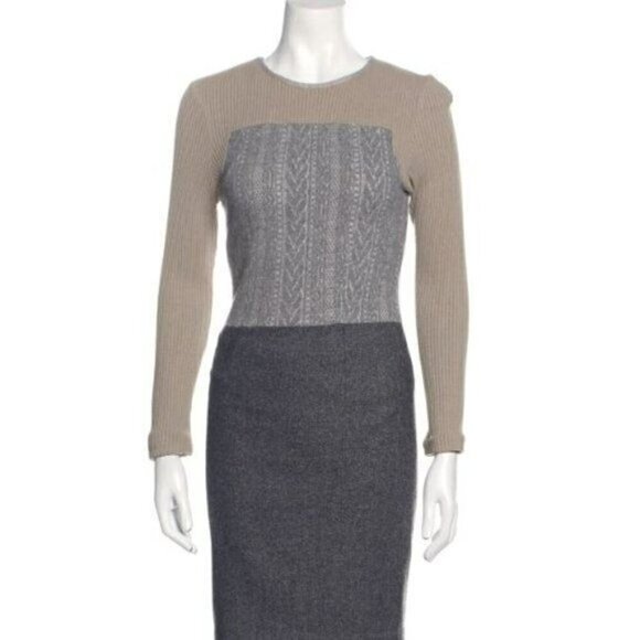 L'Agence Sheath Dress womens size 4 Wool Long Sleeve Grey Beige colorblock - Picture 10 of 10